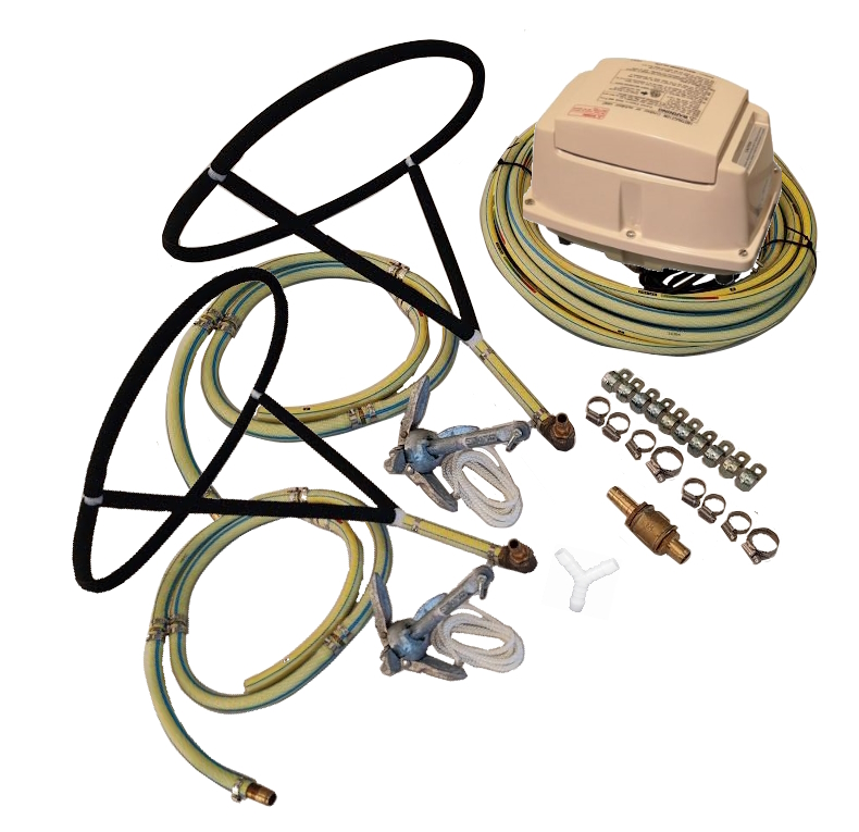 BUBBLER® isvakspaket M – 2 flytande bubbelringar, djupt vatten över 2 m, alla delar ingår